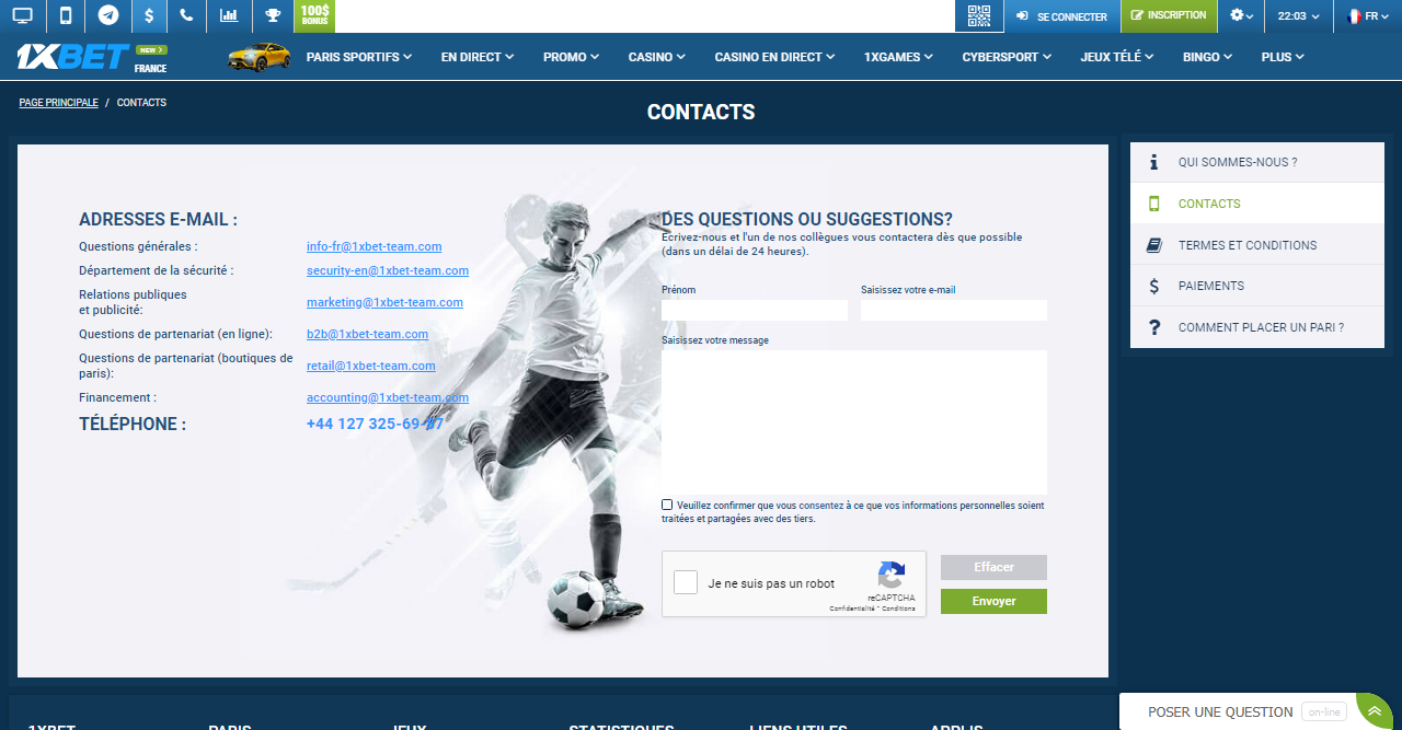 1xBet support 1