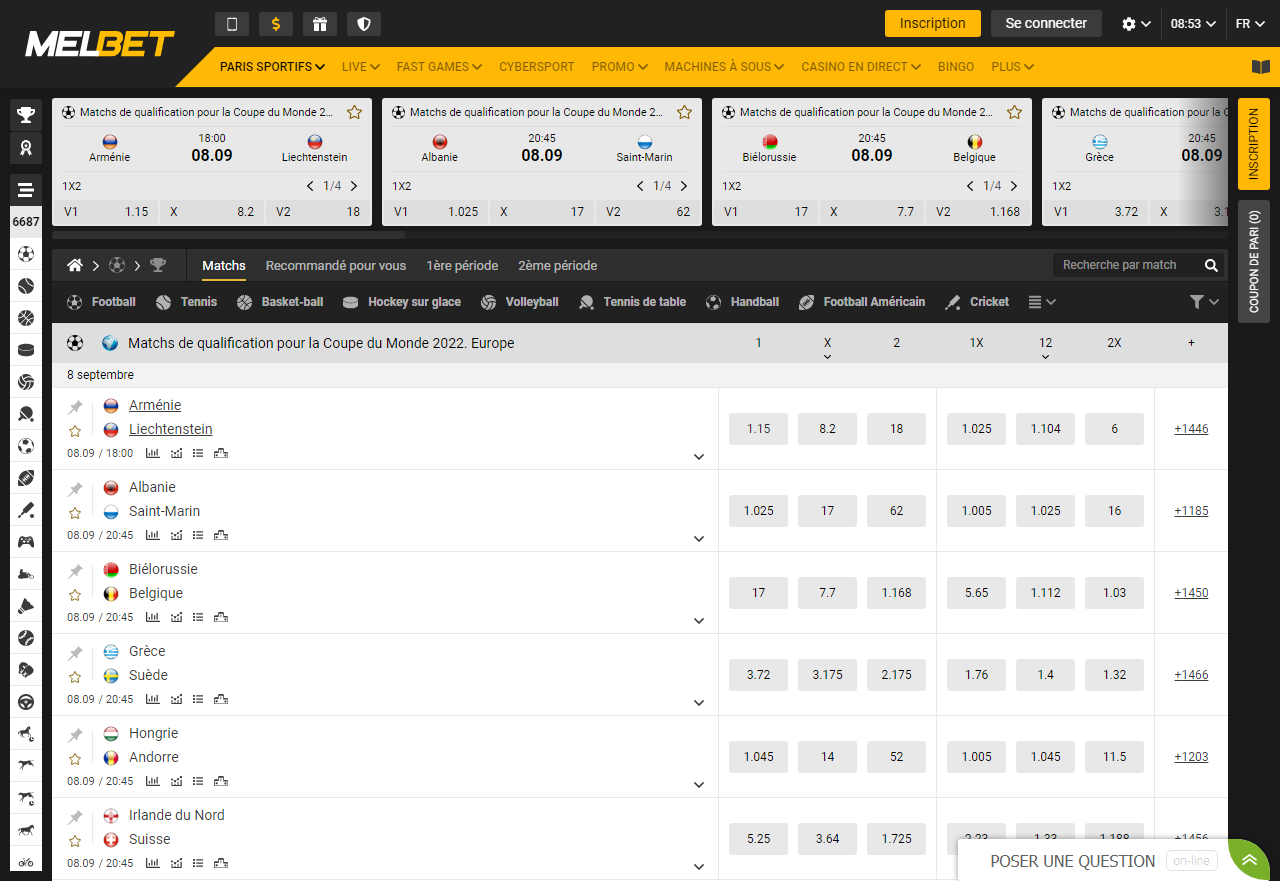 Melbet Paris en ligne 1